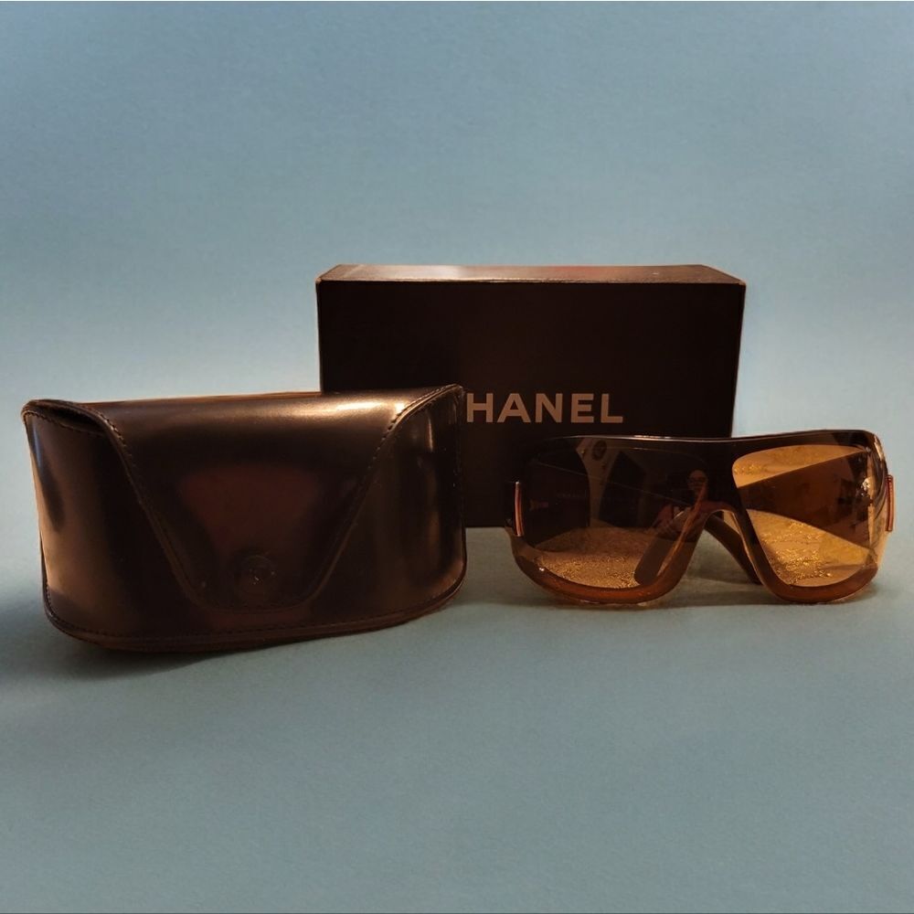 Chanel CC 5086 Brown Sunglasses Ski Sport Mask Shield Authentic